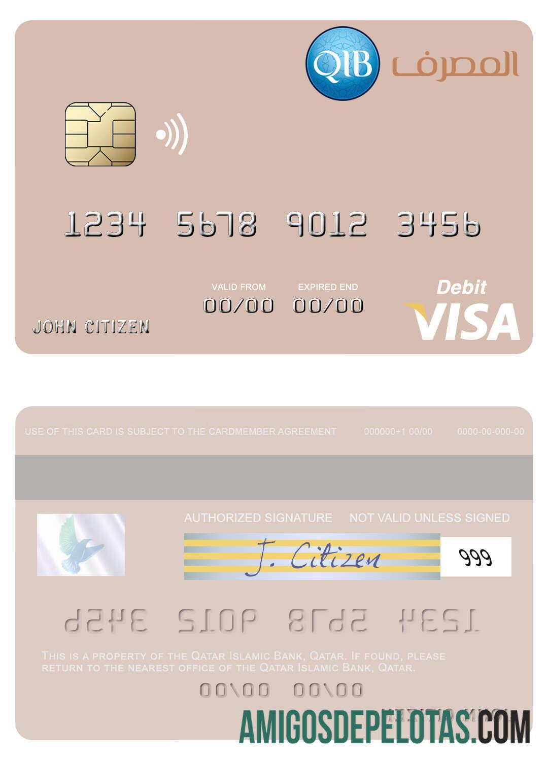 Qatar Islamic bank visa Debit kartu desain