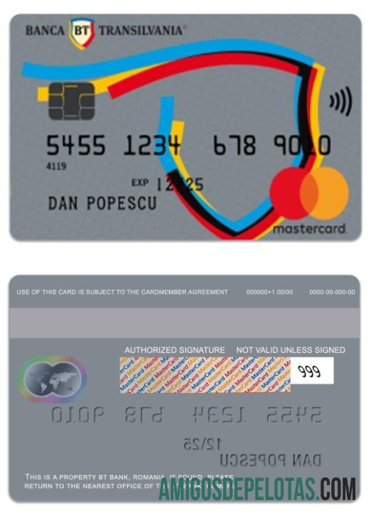 Rumania BT bank Mondo mastercard desain