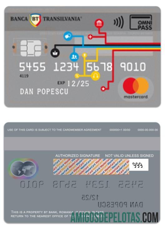 Rumania BT bank Omnipass mastercard templat