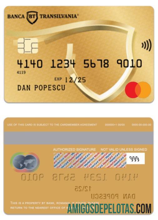 Rumania BT bank gold Debit mastercard templat