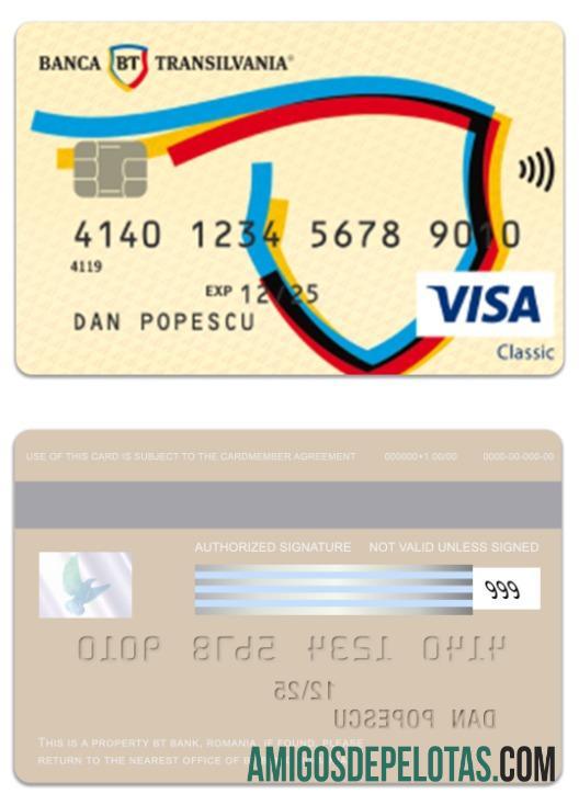 Rumania BT bank visa classic kartu sampel