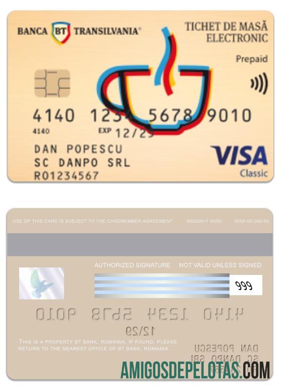 Rumania BT bank visa prepaid classic kartu pratinjau