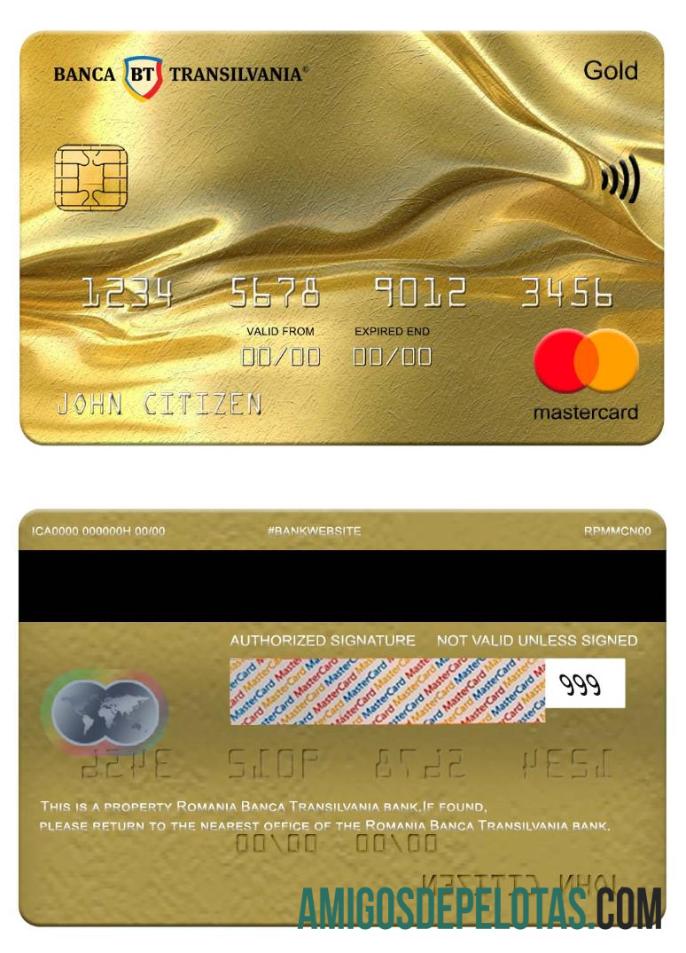Rumania Banca Transilvania bank mastercard gold sampel
