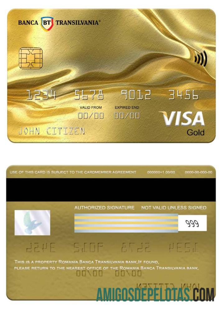 Rumania Banca Transilvania bank visa gold kartu sampel