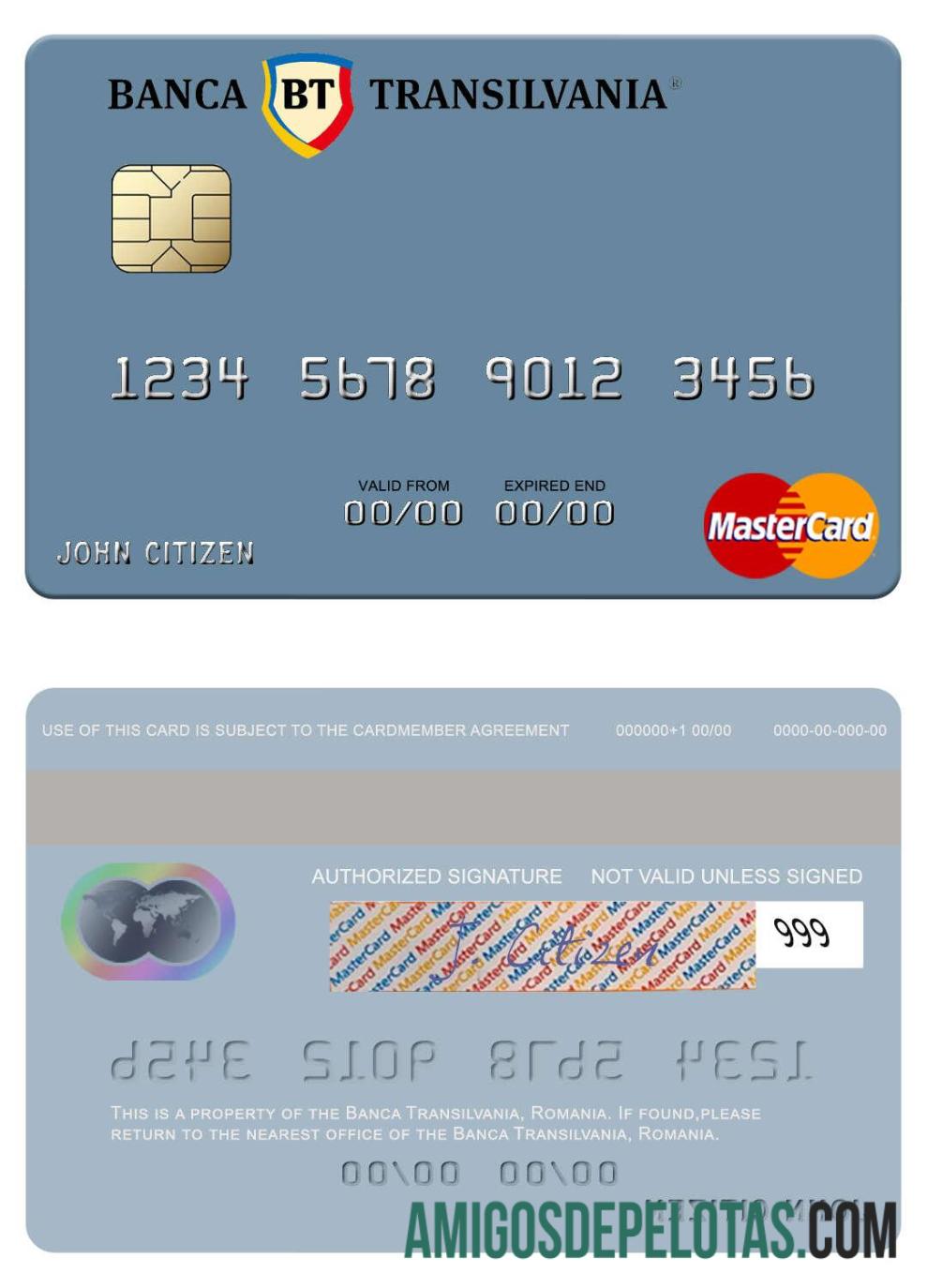 Rumania Banca Transilvania mastercard desain