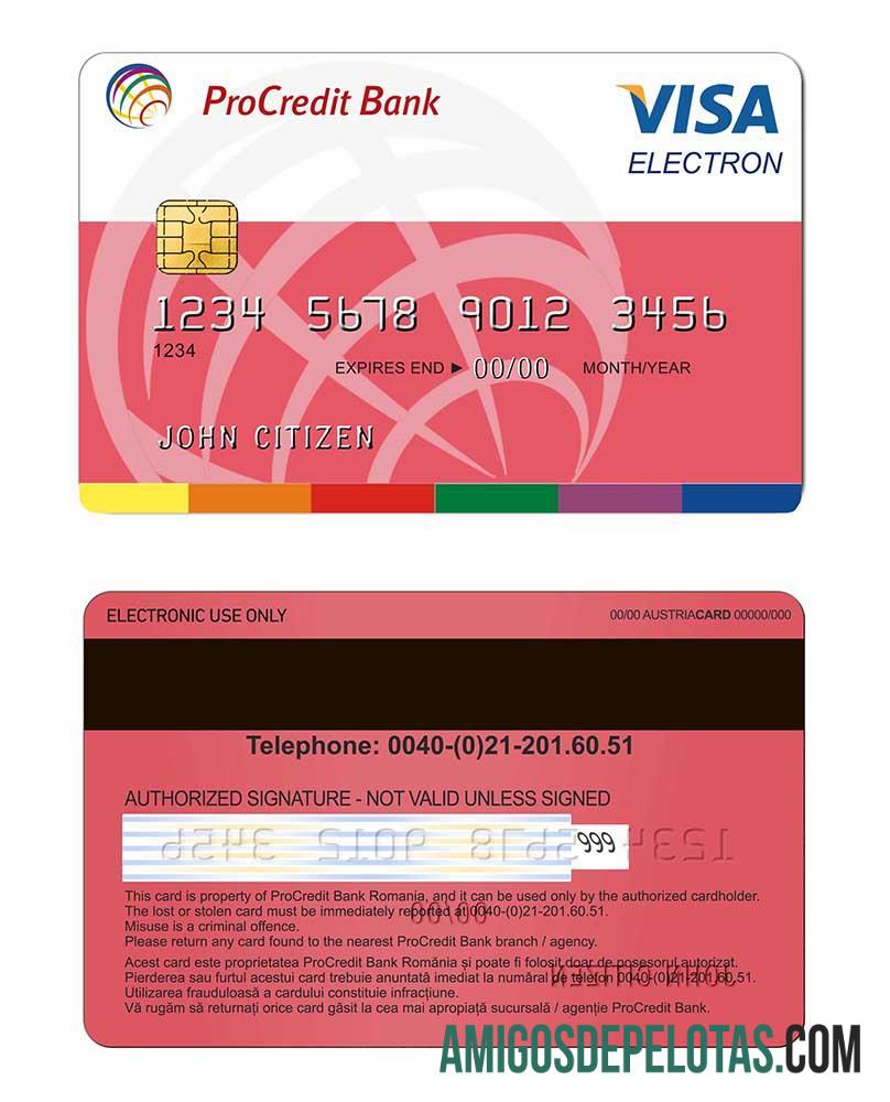 Rumania ProCredit bank visa Electron makering