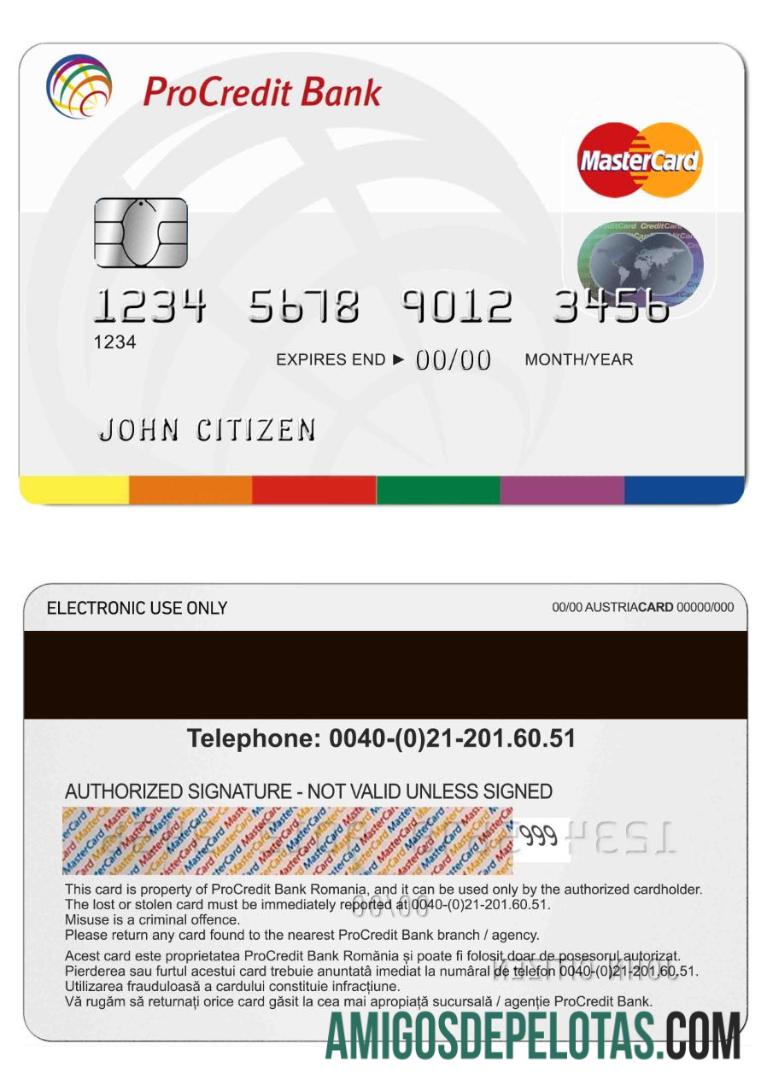 Rumania ProCredit MasterCard templat
