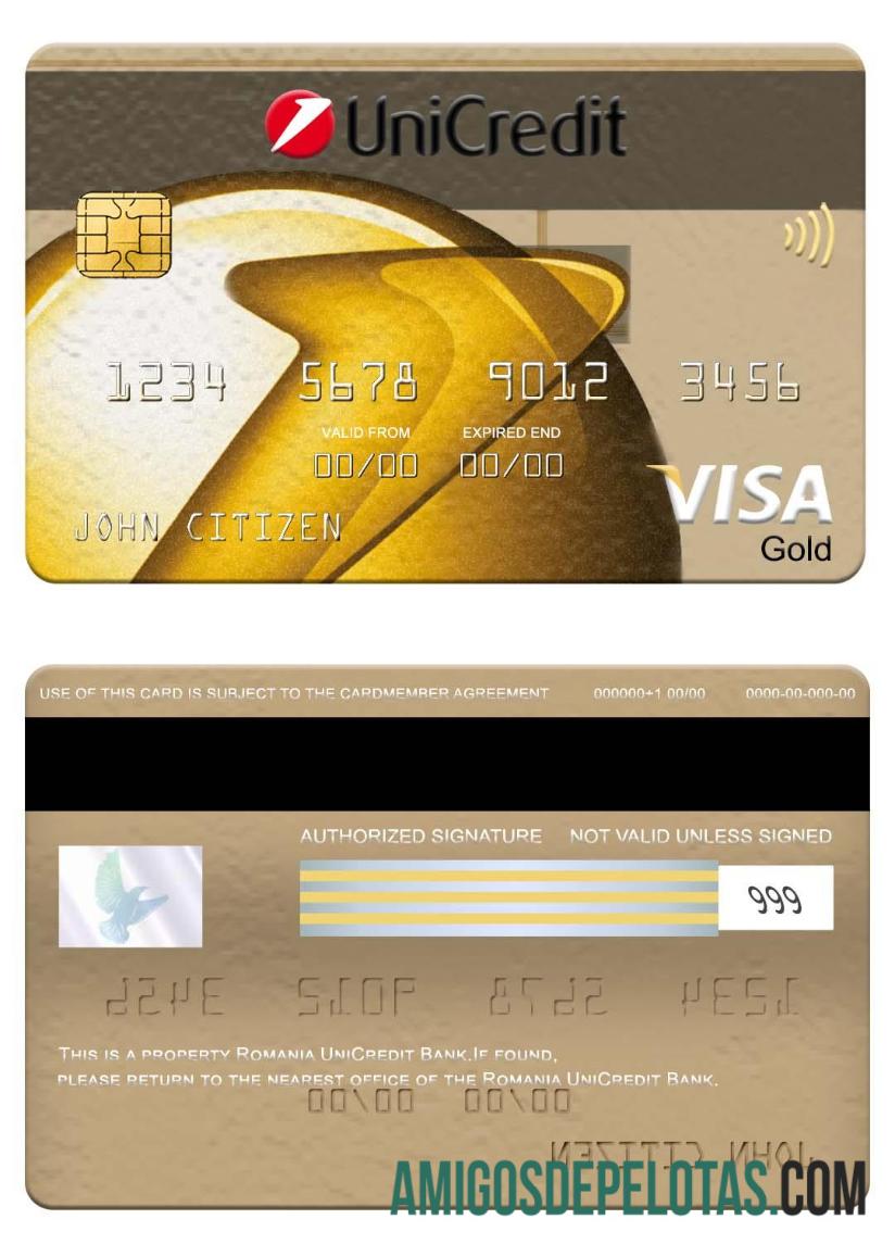 Rumania UniCredit bank visa gold kartu pratinjau