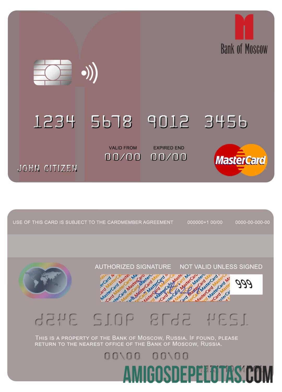 Rusia bank of Moscow mastercard makering