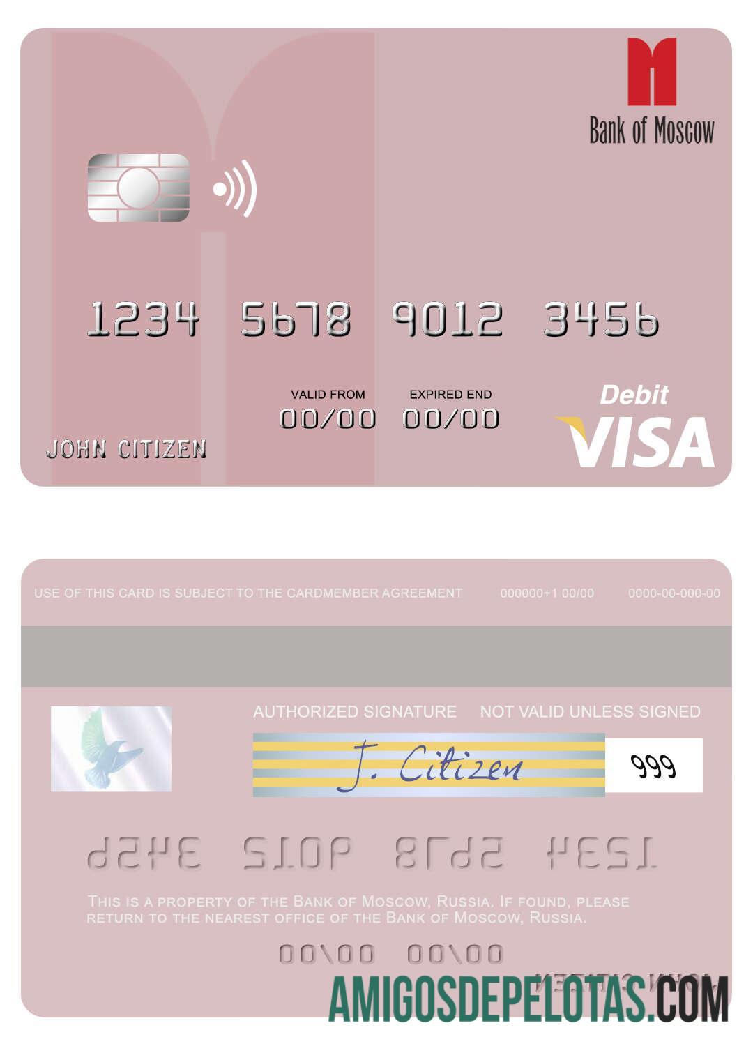 Rusia bank of Moscow visa Debit kartu makering