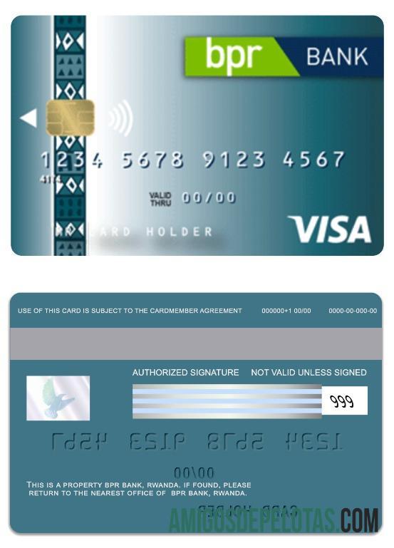 Rwanda BPR bank visa classic Kredit kartu templat