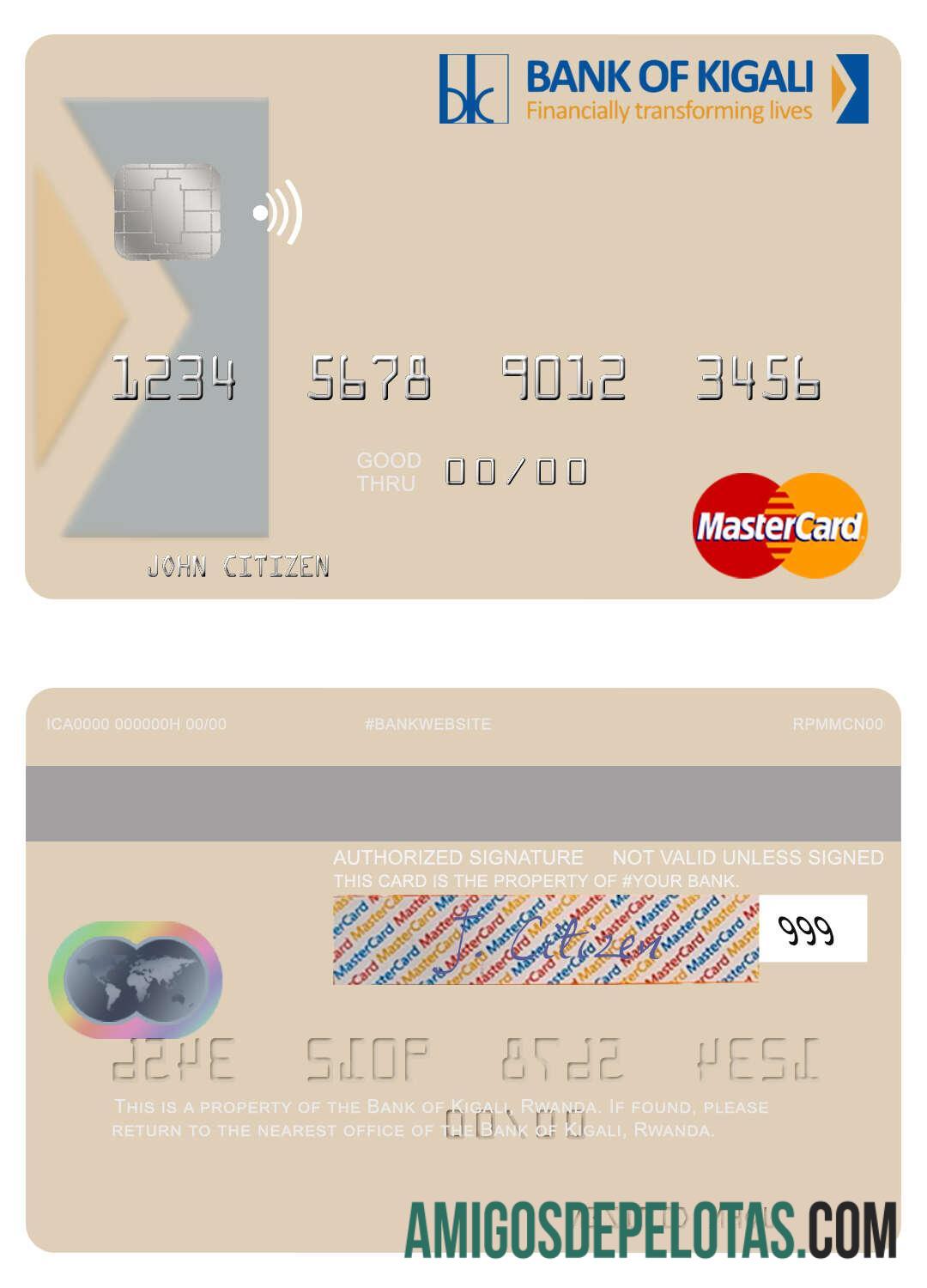 Rwanda bank of Kigali mastercard desain