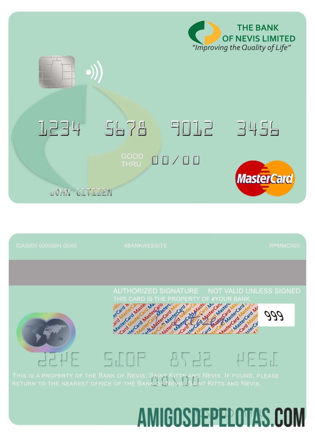 Saint Kitts and Nevis bank of Nevis mastercard desain