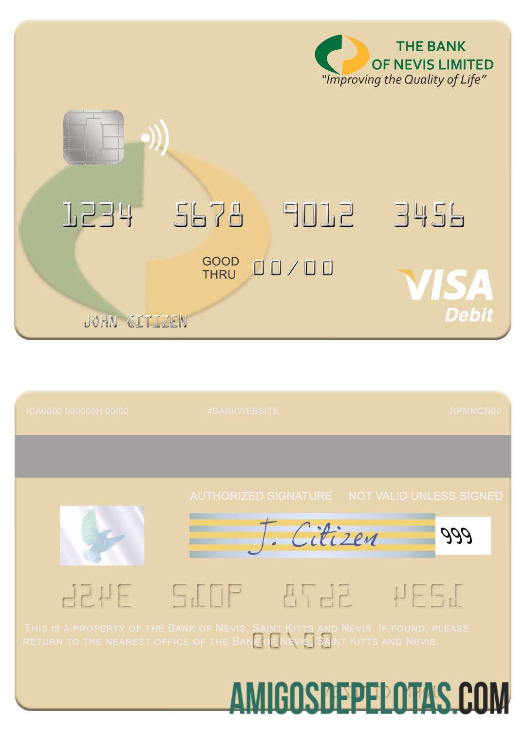 Saint Kitts and Nevis bank of Nevis visa Debit kartu pratinjau