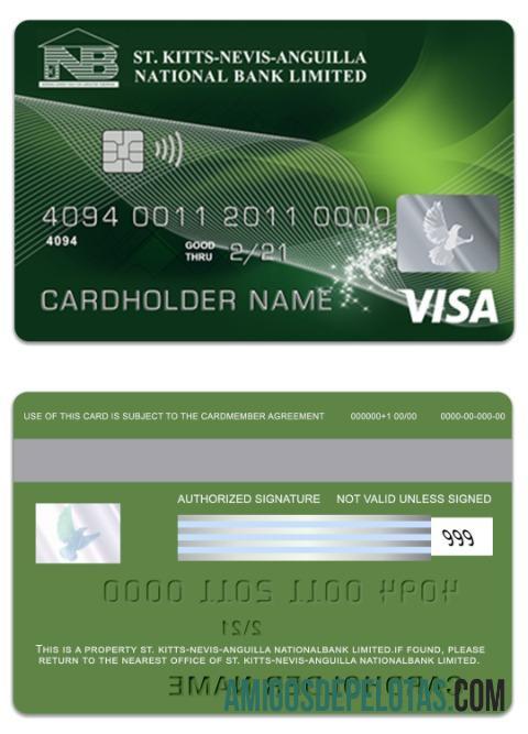 Saint Kitts and Nevis nasional bank Limited visa Debit kartu makering