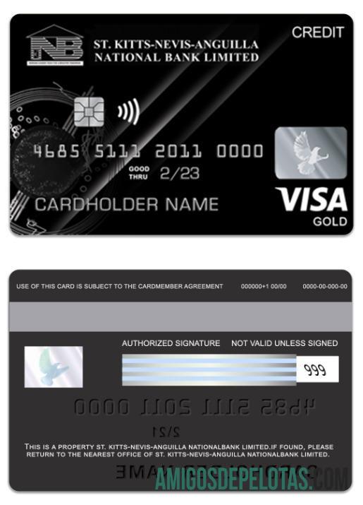 Saint Kitts and Nevis nasional bank Limited visa gold Kredit kartu makering