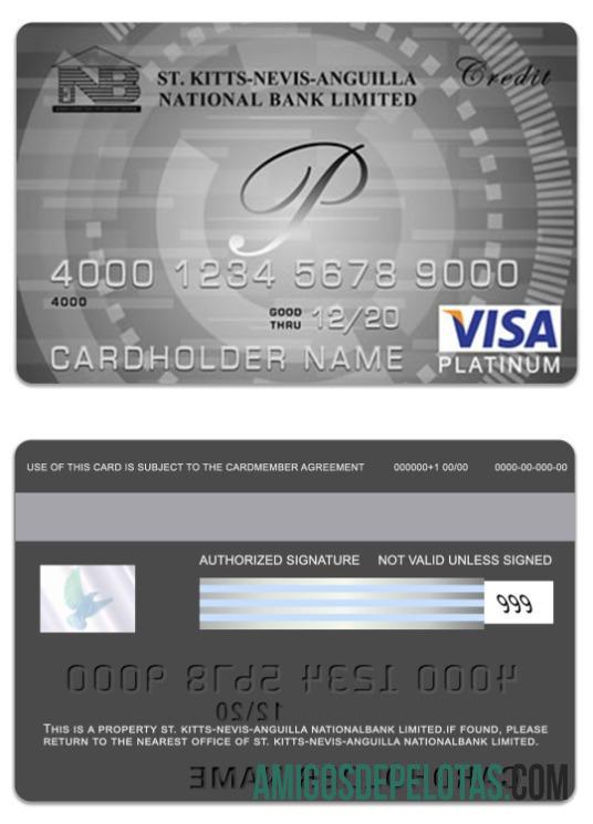 Saint Kitts and Nevis nasional bank Limited visa platinum kartu desain
