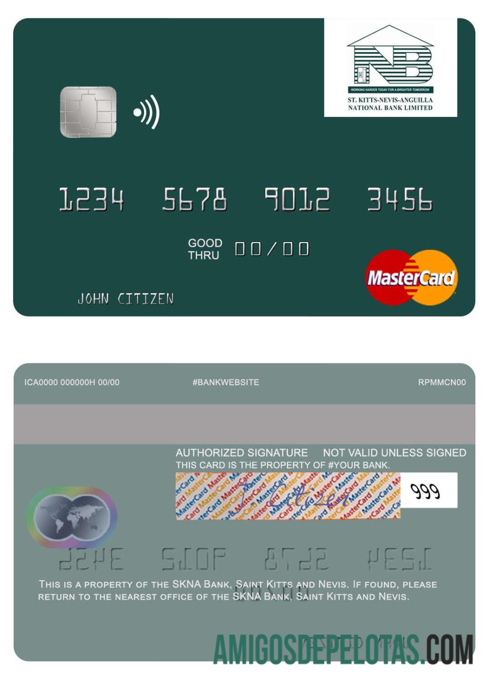 Saint Kitts and Nevis SKNA bank mastercard desain