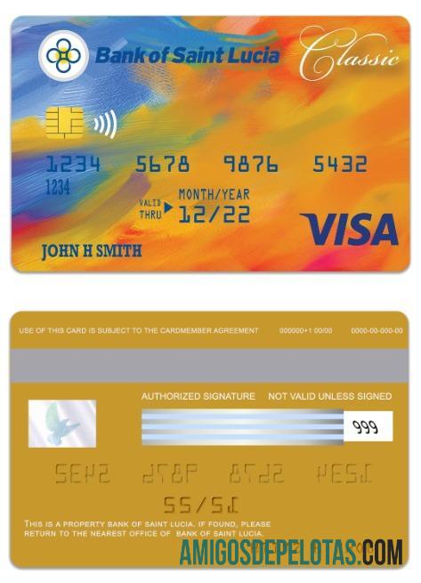 Saint Lucia bank of Saint Lucia visa classic kartu desain
