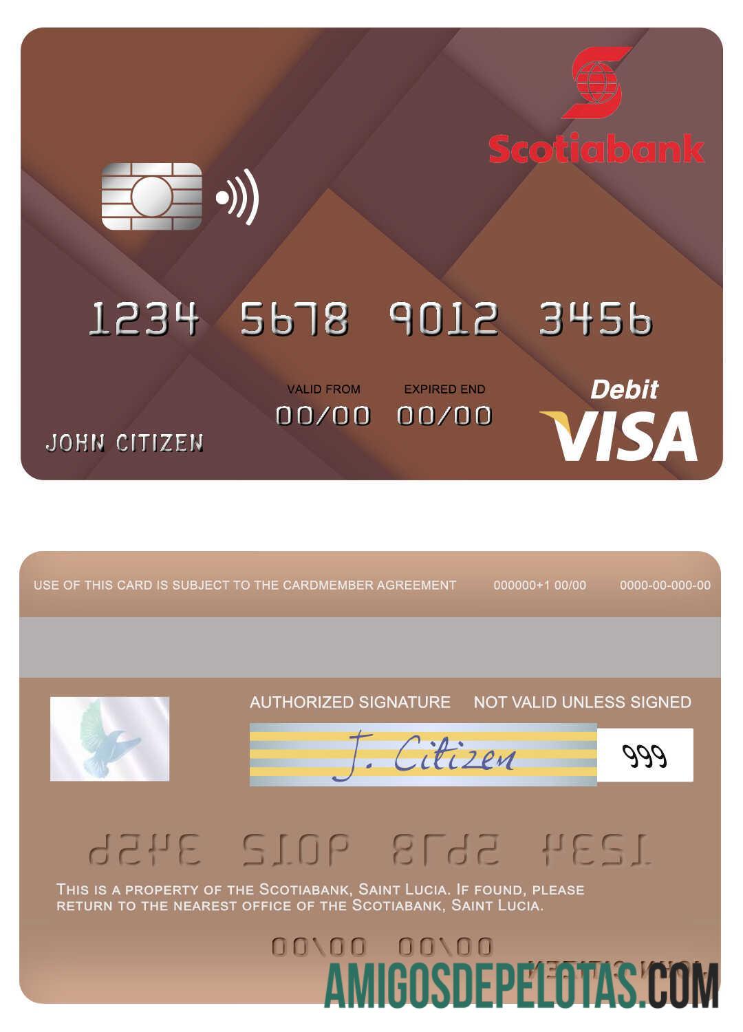 Saint Lucia Scotiabank visa Debit kartu makering