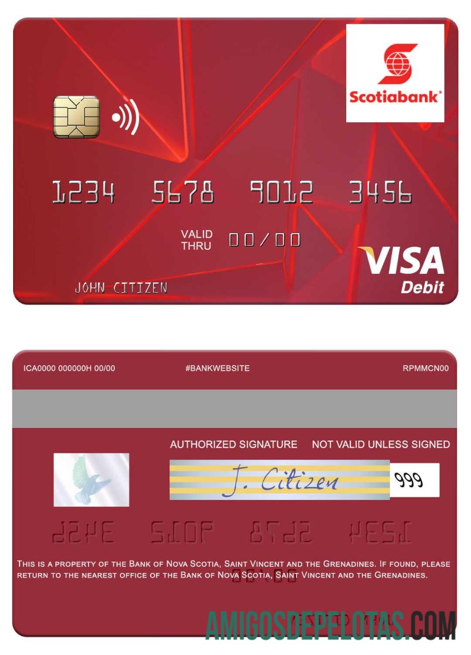 Saint Vincent and the Grenadines bank of Nova Scotia visa Debit kartu templat
