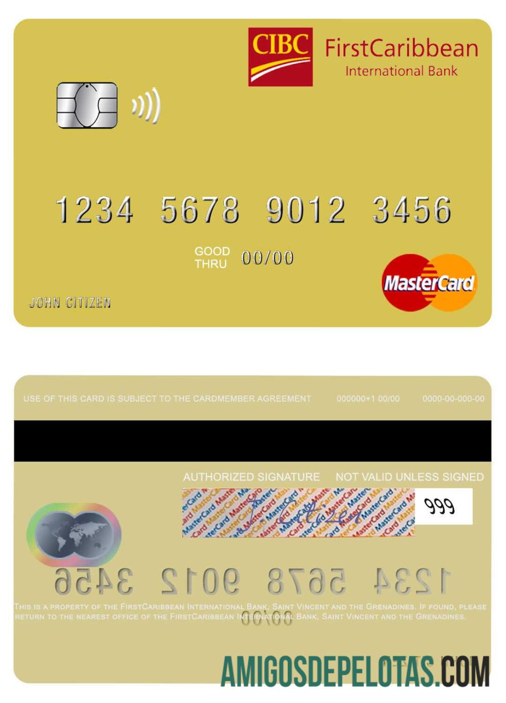 Saint Vincent and the Grenadines FirstCaribbean International bank mastercard makering