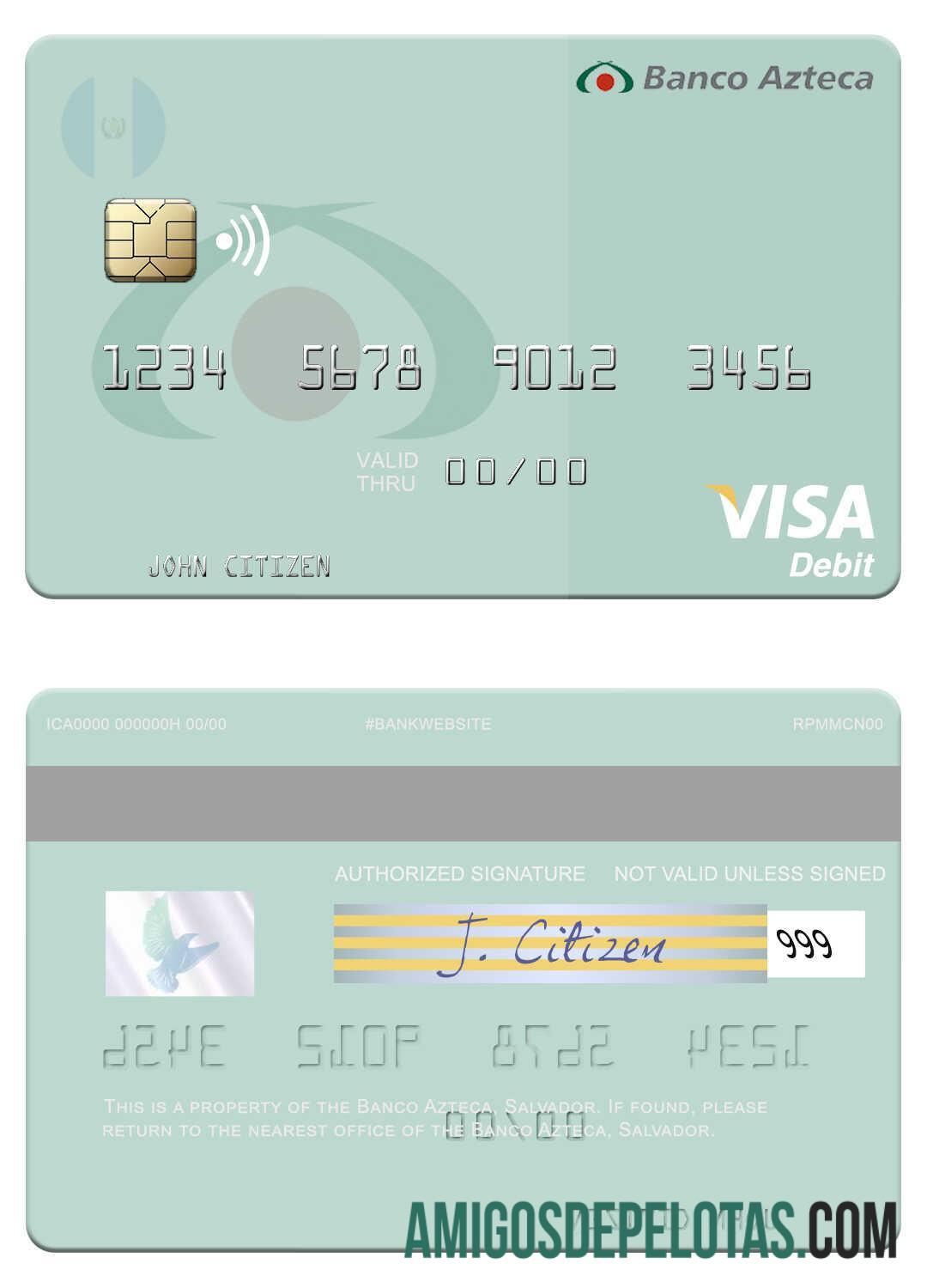 Salvador Banco Azteca visa Debit kartu pratinjau