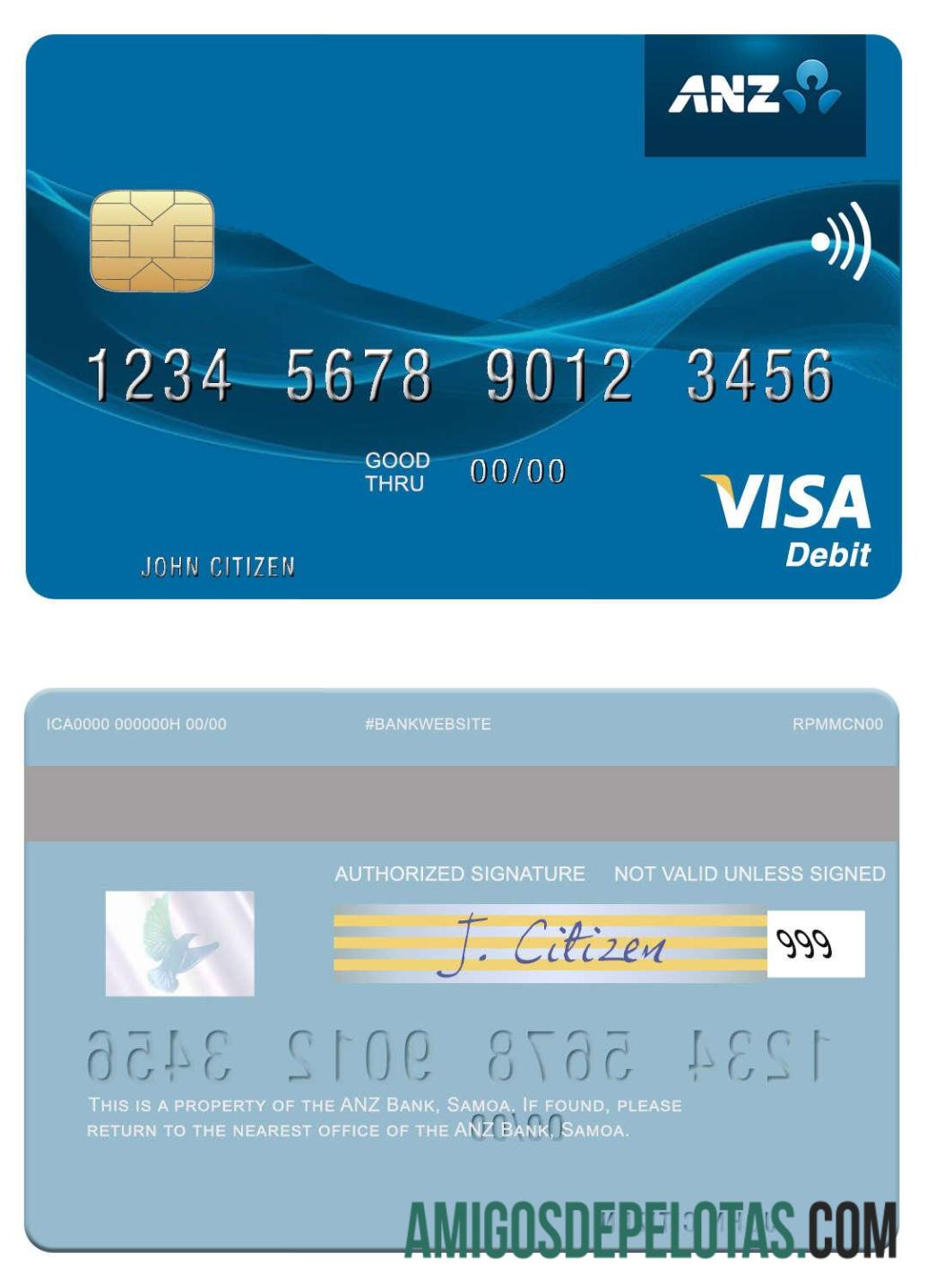 Samoa ANZ bank visa Debit kartu makering