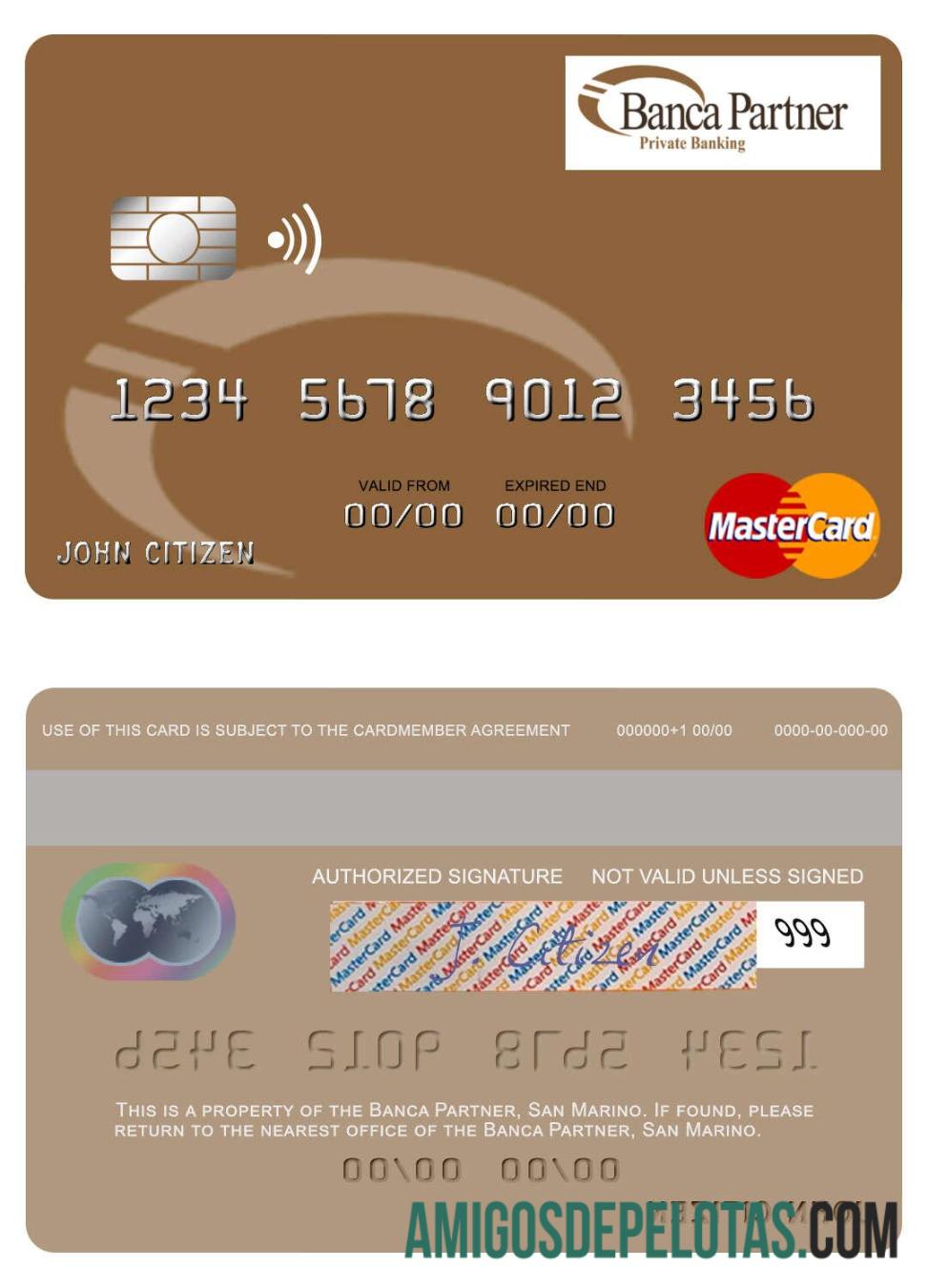 San Marino Banca Partner mastercard desain