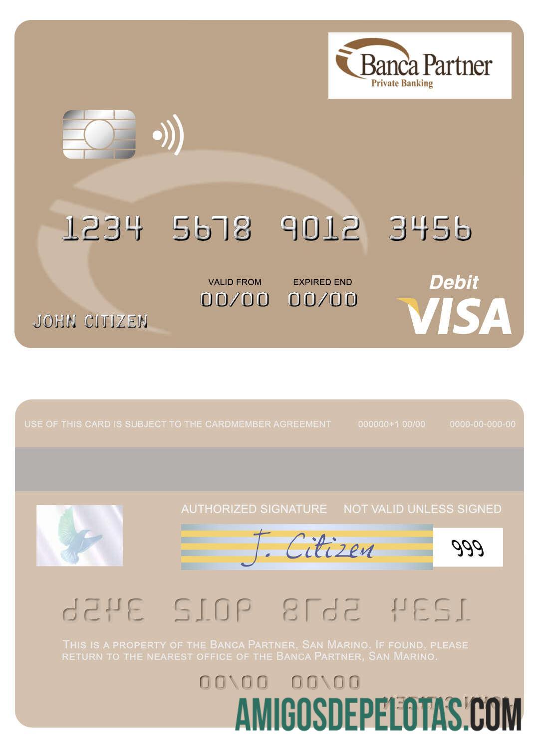 San Marino Banca Partner visa Debit kartu sampel