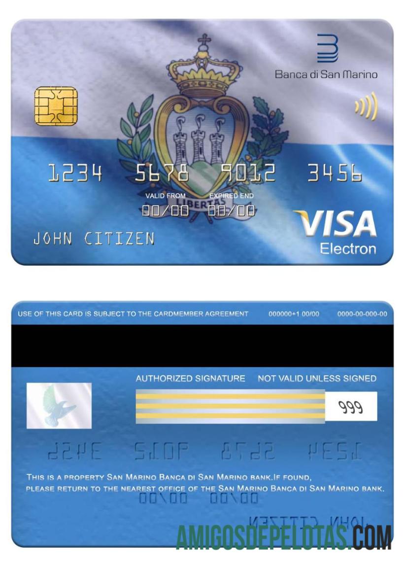 San Marino Banca di San Marino bank visa electron kartu sampel