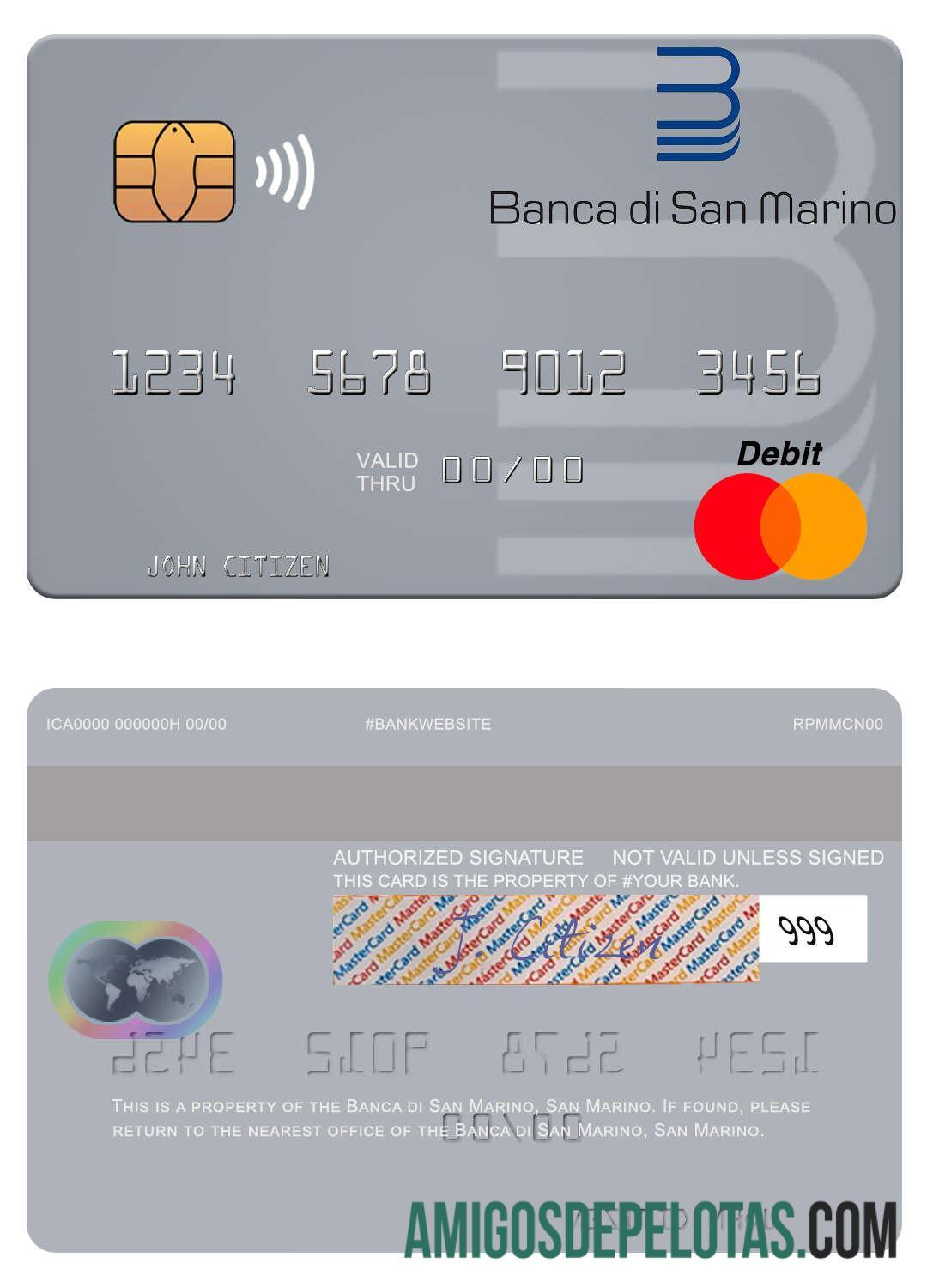San Marino Banca di San Marino mastercard templat