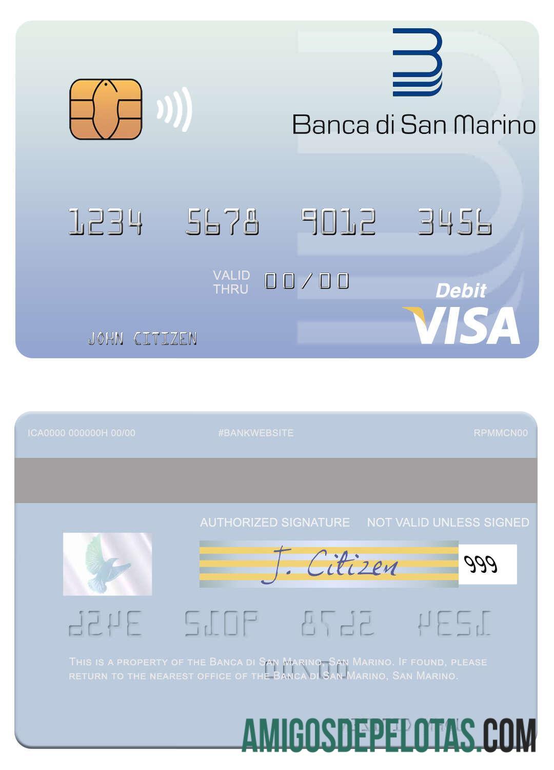 San Marino Banca di San Marino visa Debit kartu makering