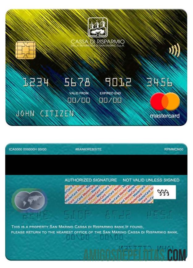 San Marino Cassa di Risparmio bank mastercard sampel