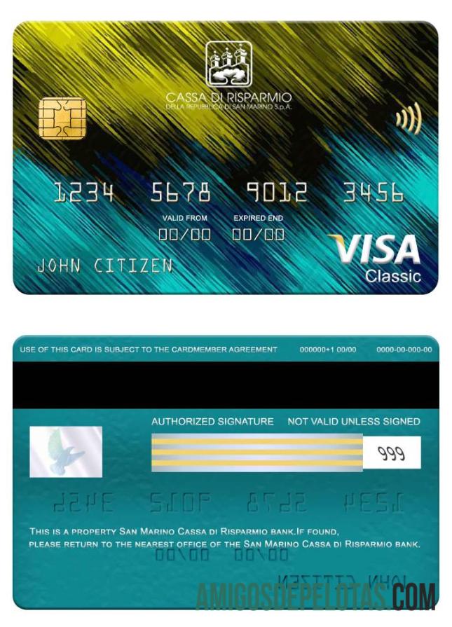 San Marino Cassa di Risparmio bank visa classic kartu desain