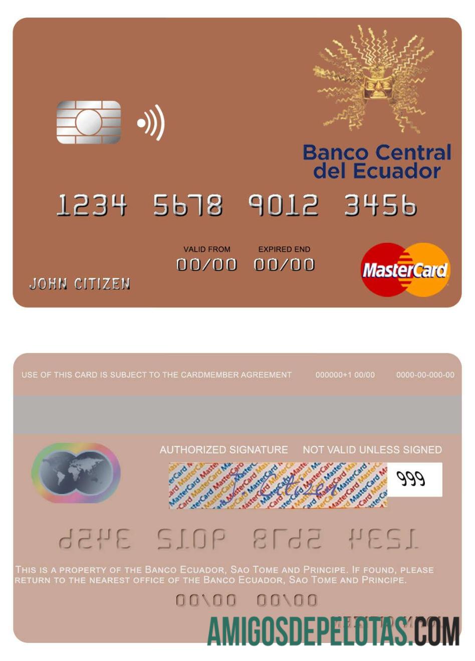 Sao Tome dan Principe Banco Ekuador mastercard templat