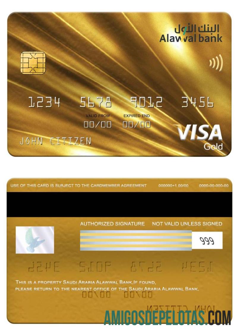 Arab Arab Saudi Alawwal bank visa gold kartu desain