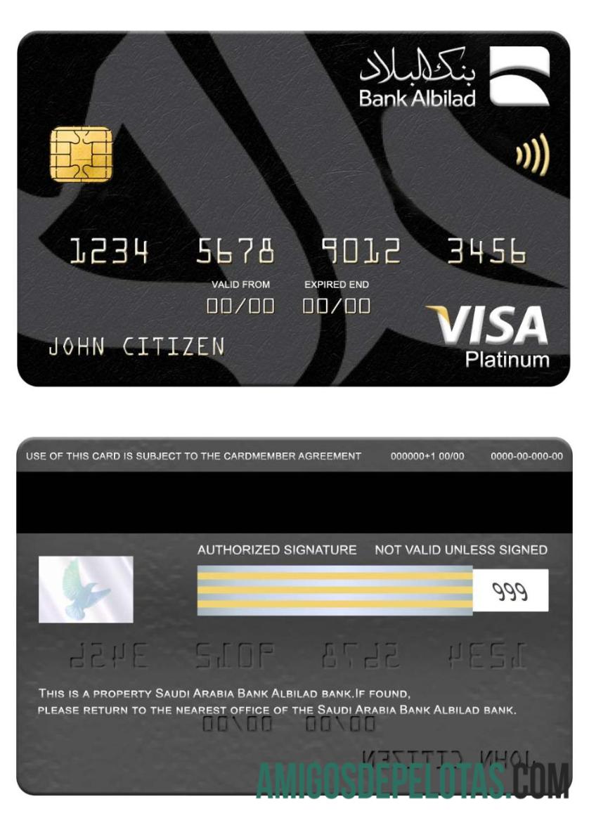 Arab Arab Saudi bank Albilad bank visa platinum kartu desain
