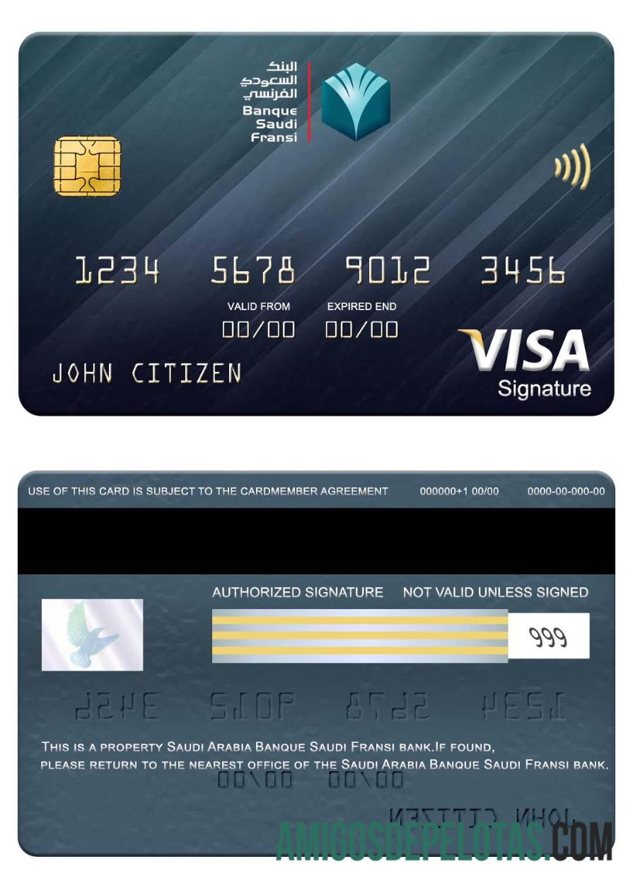 Arab Arab Saudi Banque Arab Saudi Fransi bank visa Tanda Tangan kartu sampel