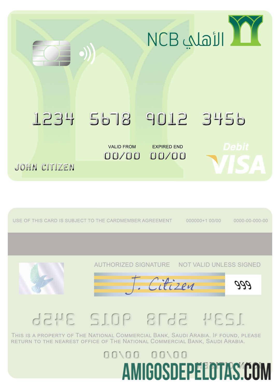 Arab Arab Saudi The nasional komersial bank visa Debit kartu desain