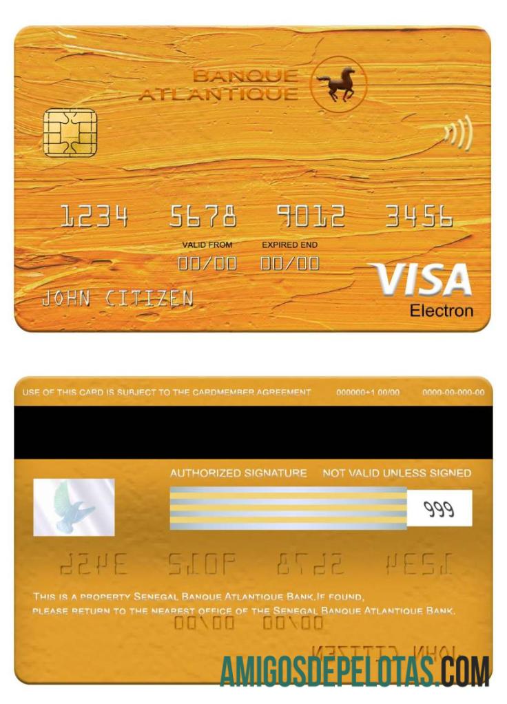 Senegal Banque Atlantique bank visa electron kartu templat