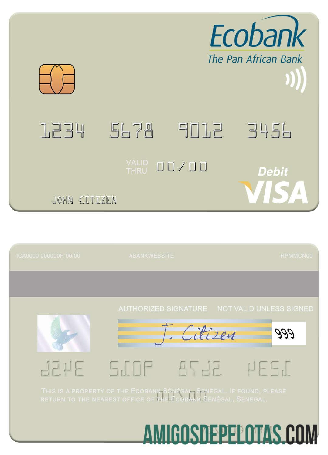 Senegal Ecobank Se╠üne╠ügal visa Debit kartu pratinjau