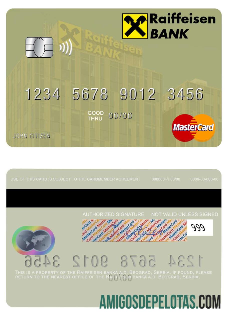 Serbia Raiffeisen banka a.d. Beograd mastercard sampel