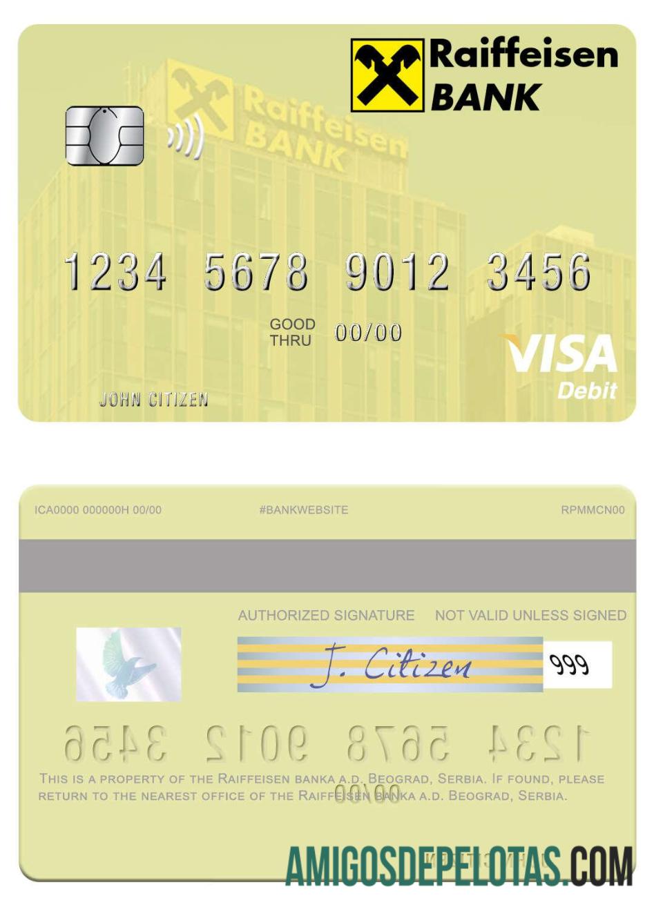 Serbia Raiffeisen banka a.d. Beograd visa Debit kartu desain