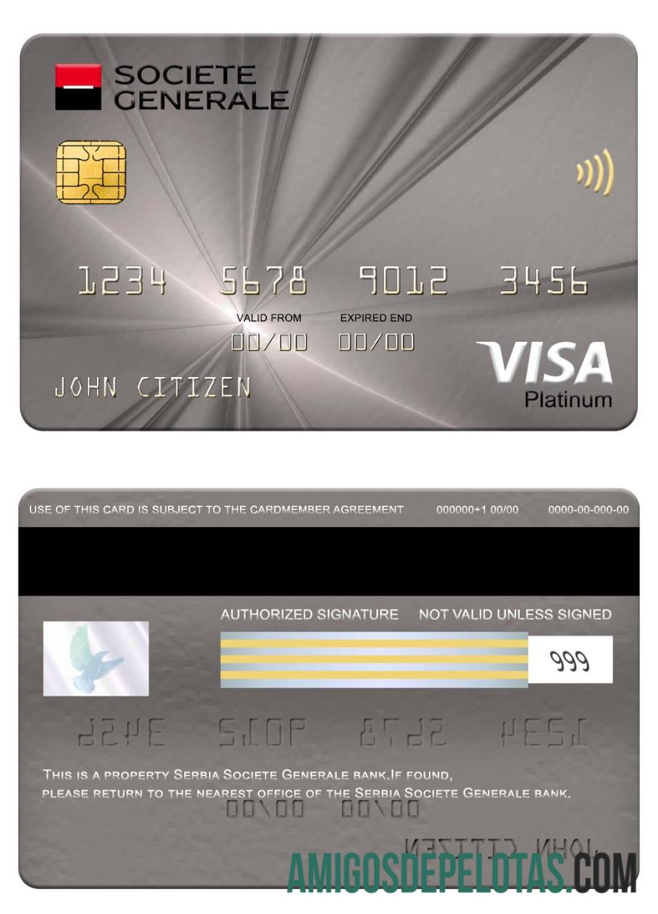 Serbia Societe Generale bank visa platinum kartu sampel