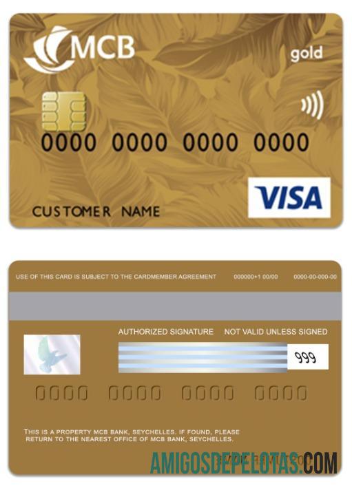 Seychelles MCB bank visa Kredit gold kartu sampel