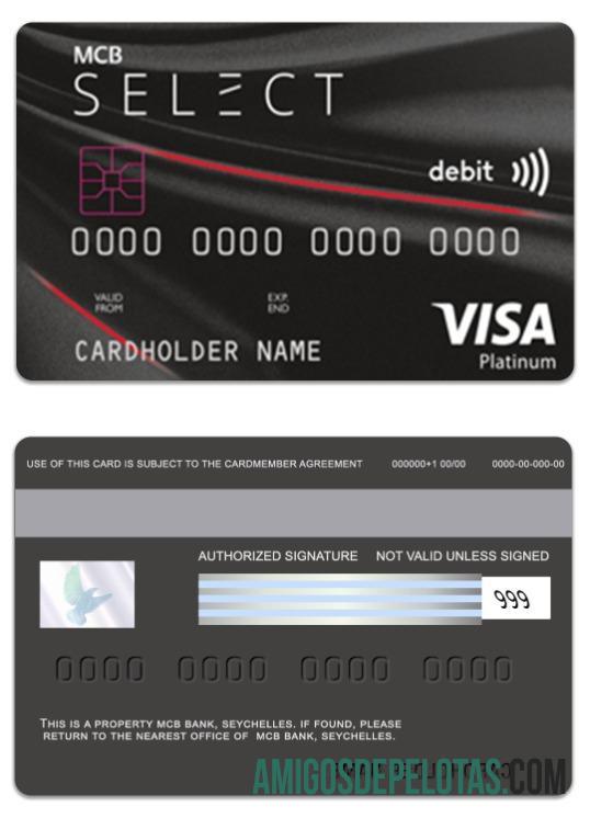 Seychelles MCB bank visa Debit platinum kartu pratinjau