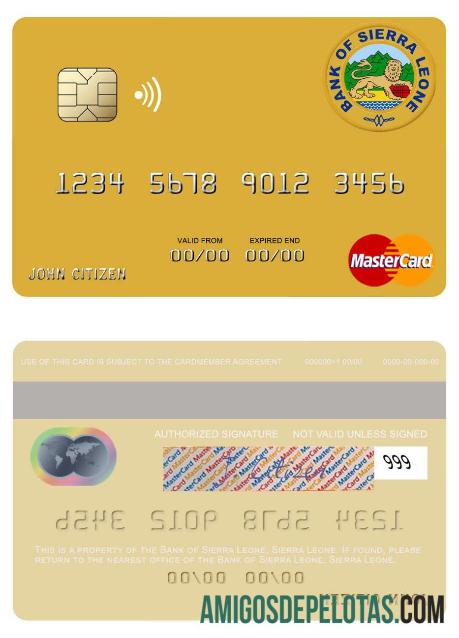 Sierra Leone bank of Sierra Leone mastercard sampel