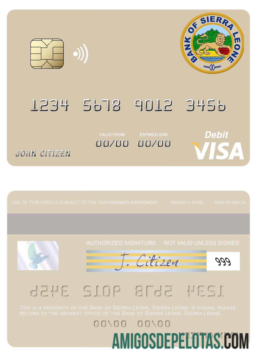 Sierra Leone bank of Sierra Leone visa Debit kartu pratinjau
