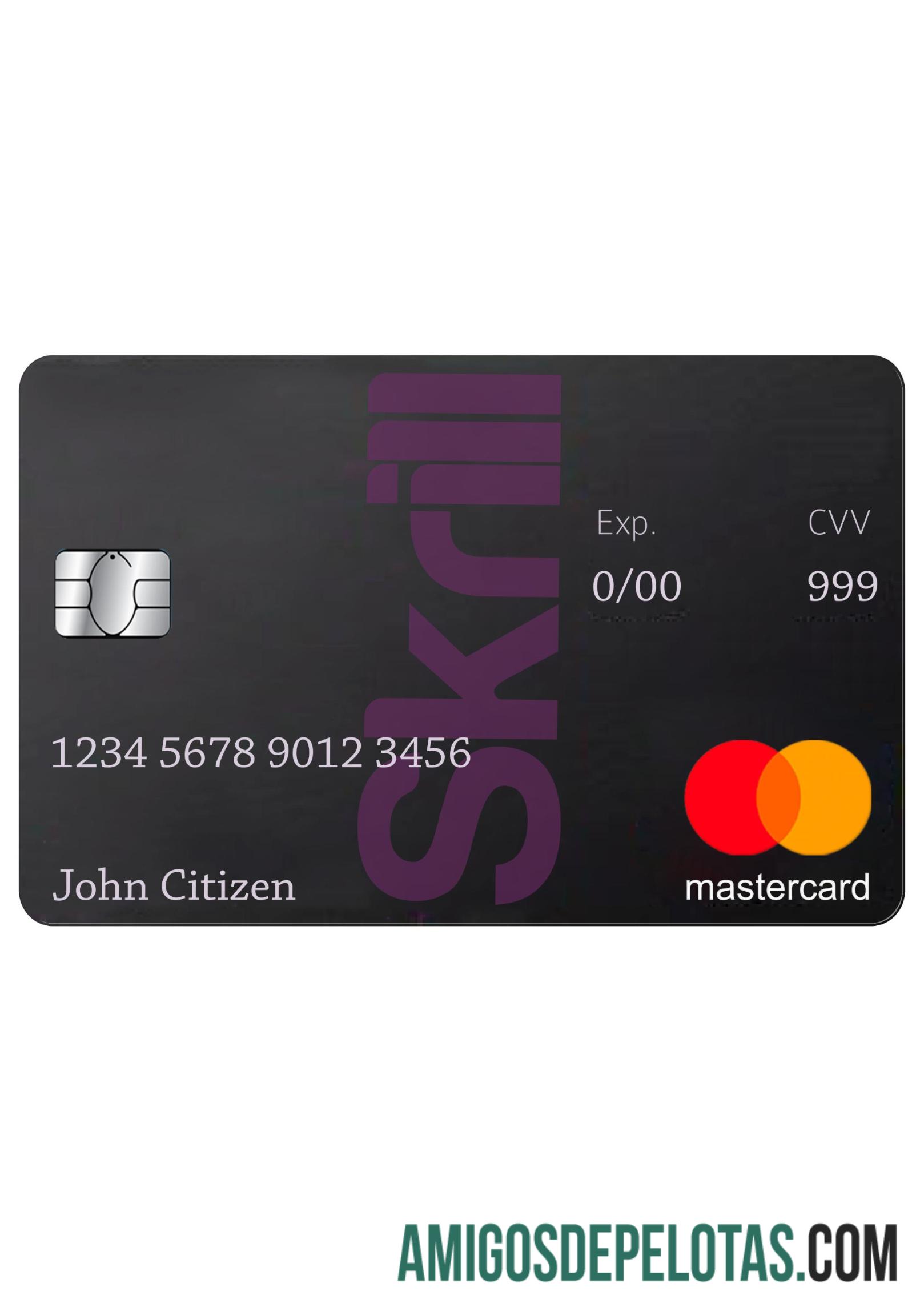 Realistis Skrill Mastercard Debit kartu templat in PSD format, fully Dapat Diedit